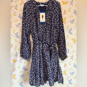 Draper James Women’s Navy Belted Dress  Size L NWT